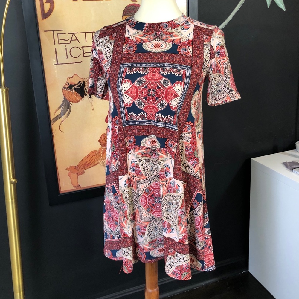 Bcbgeneration Patchwork Swing Dress Size Small - image 1